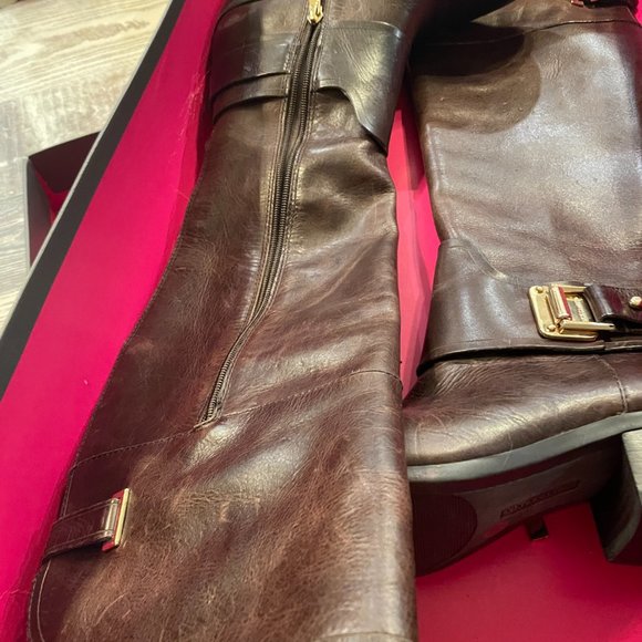 Vince Camuto Basira burly brown pull up knee high leather women’s size 6 - Picture 6 of 7
